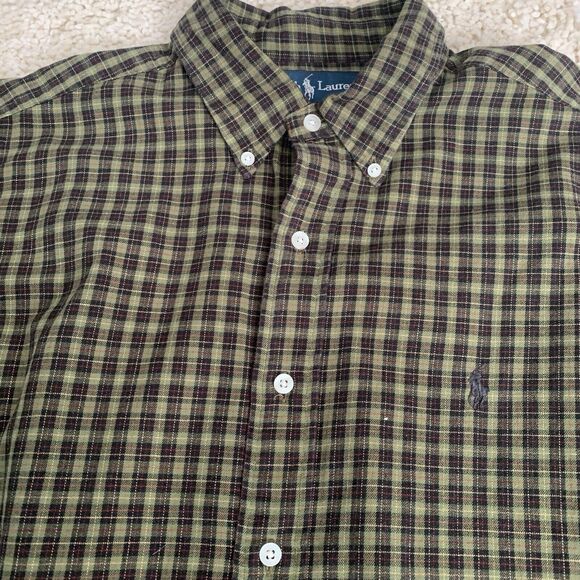 Ralph Lauren Shirt Mens Large Green Plaid Flannel Lightweight Button Up - Picture 1 of 6